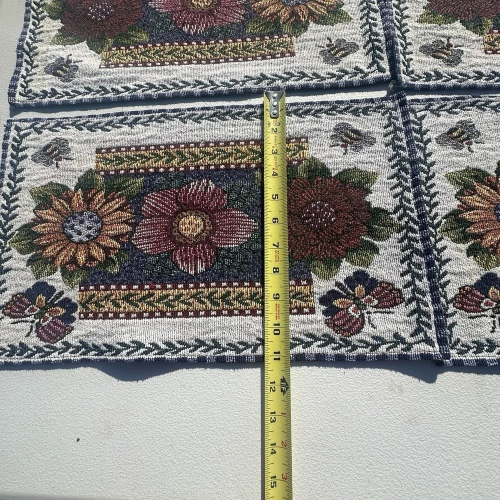 Set Of 4 Tapestry Placemats Bees Sunflowers Butterflies County Cottage Farmhouse